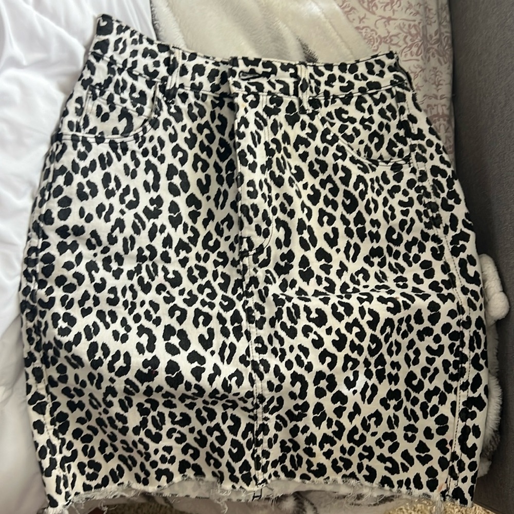 LEOPARD print jean skirt